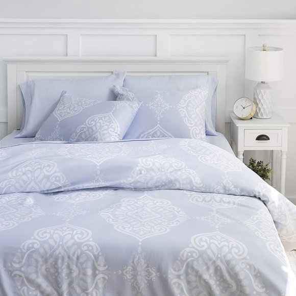 New - Penfold KIng Duvet Cover Set Power Blue & White - Picture 1 of 2